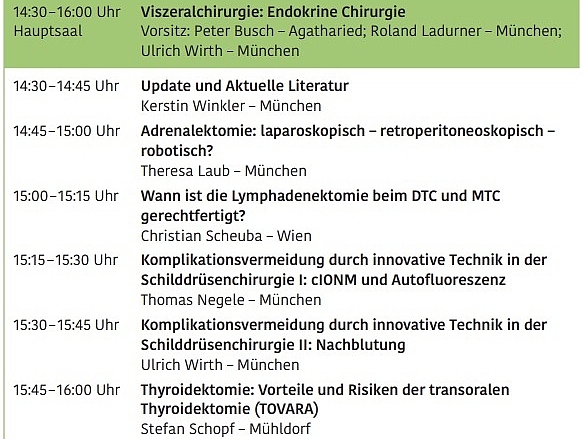 Das Programm für den Endokrine Chirurgie Kongress.